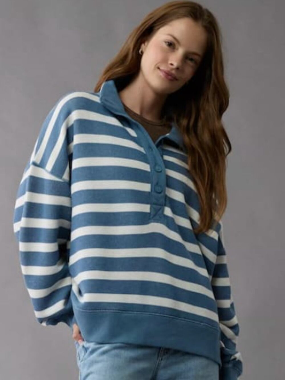 NWT AE seriously huggable striped sweater XXL